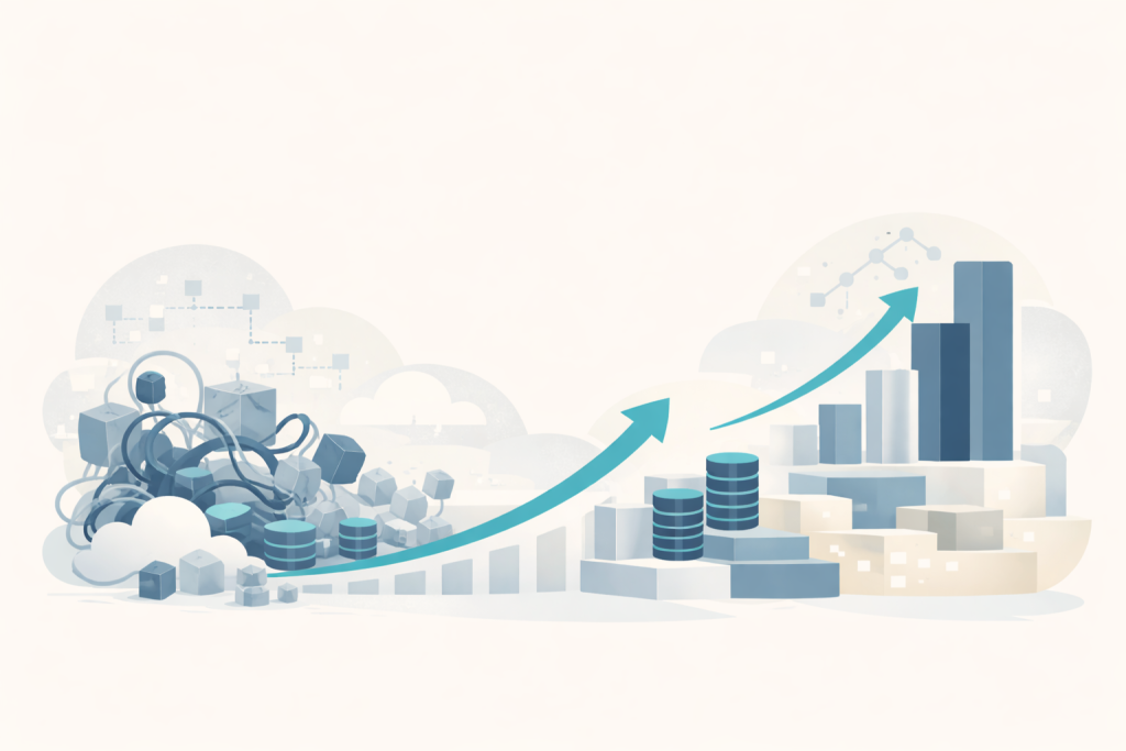 Illustration showing how fractional IT leadership supports business growth over time